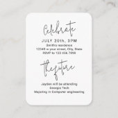 ミニサイズスモダンクリプト写真卒業招待状 エンクロージャーカード (裏面)