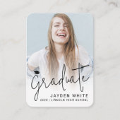 ミニサイズスモダンクリプト写真卒業招待状 エンクロージャーカード (正面)