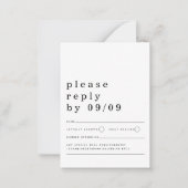 ミニサイズタイポグラフィ白黒ウェディングRSVP ノートカード (正面)