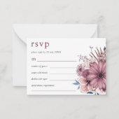 ミニサイズパープルベリー花模様ウェディングRSVP ノートカード (正面)