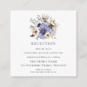 ミニサイズパープル花模様ウェディングレセプション詳細 エンクロージャーカード (正面)