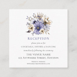 ミニサイズパープル花模様ウェディングレセプション詳細 エンクロージャーカード