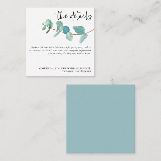 ミニサイズユーカリ結婚の情報詳細 エンクロージャーカード (正面/裏面)