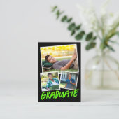 ミニサイズライムグリーン写真卒業招待状 エンクロージャーカード (スタンド正面)