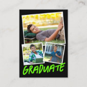 ミニサイズライムグリーン写真卒業招待状 エンクロージャーカード (正面)