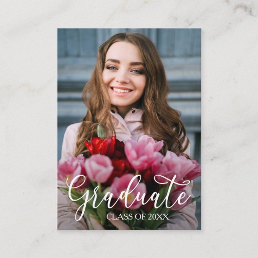 ミニサイズ写真卒業光沢招待状 名刺 (正面)