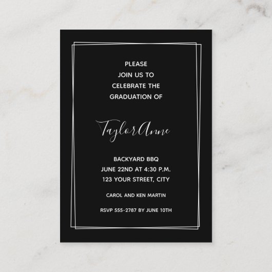 ミニサイズ写真卒業光沢招待状 名刺 (裏面)