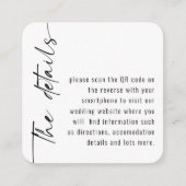 ミニサイズ書道QRコード任意の色結婚の エンクロージャーカード (正面)