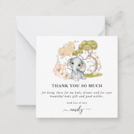 ミニサイズ |かわいい象の赤ちゃんシャワーありがとう ノートカード