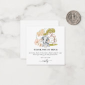 ミニサイズ |かわいい象の赤ちゃんシャワーありがとう ノートカード (正面/裏面インサイチュ)