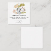 ミニサイズ |かわいい象の赤ちゃんシャワーありがとう ノートカード (正面/裏面)