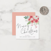 ミニサイズ |冬の花模様メリークリスマス ノートカード (正面/裏面インサイチュ)