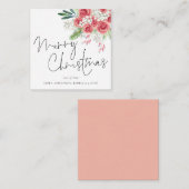 ミニサイズ |冬の花模様メリークリスマス ノートカード (正面/裏面)