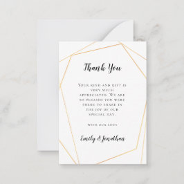 ミニサイズ | 金ゴールド結婚の感謝 ノートカード