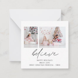 ミニサイ信じズ2枚写真スクリプトクリスマスカード ノートカード