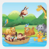 ミニサファリアドベンチャー(ステッカー)に乗る スクエアシール (正面)