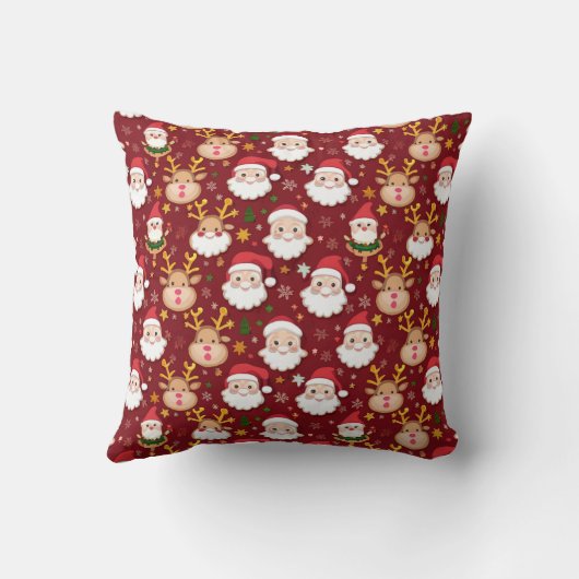 ミニサンタ魅力的とトナカイのクリスマスパターン クッション (裏面)