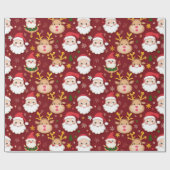 ミニサンタ魅力的とトナカイのクリスマスパターン ラッピングペーパー (フラット)