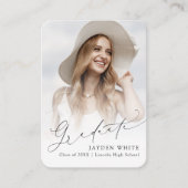 ミニシックモダンスクリプトフォト卒業招待状 エンクロージャーカード (正面)
