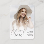 ミニシックモダンスクリプトフォト卒業招待状 エンクロージャーカード (正面)
