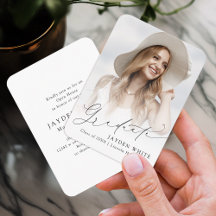 ミニシックモダンスクリプトフォト卒業招待状