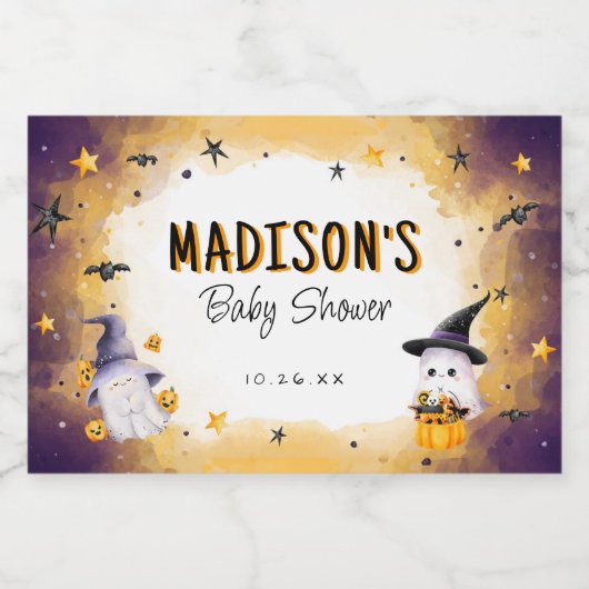 ミニシャンパンかわいいハロウィーン赤ちゃんシャワー スパークリングワインラベル (シングルラベル)