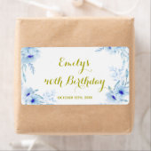 ミニシャンパンボトルラベルフローラブルー金ゴールド ラベル (インサイチュ)