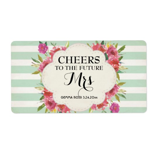 ミニシャンパンラベルブライダルシャワーのお気に入り – 緑 ラベル (正面)