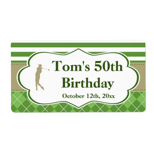 ミニシャンパンワインボトルラベルゴルフグリーン金ゴールド ラベル (正面)