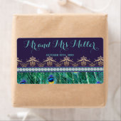 ミニシャンパンワインボトルラベル結婚孔雀 ラベル (インサイチュ)