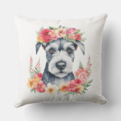 ミニシュナウザーピンクレッドイエローピーチホワイトフラワー アウトドアクッション (裏面)