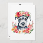 ミニシュナウザーピンク花クラウンレッドイエローホワイト シーズンカード (正面/裏面)