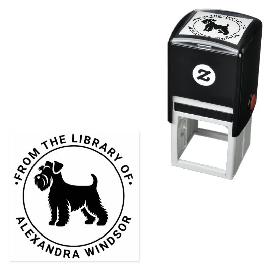 ミニシュナウザー犬のスタンディングシルライブラリー本の名前 セルフインキングスタンプ (インサイチュ)