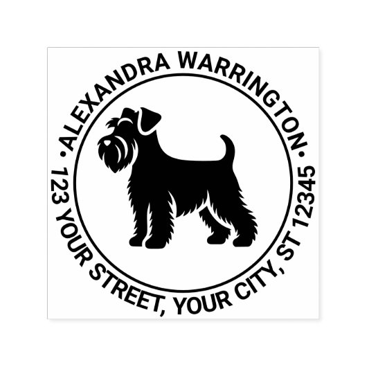 ミニシュナウザー犬のスタンディングシル 名前 返信先住所 セルフインキングスタンプ (デザイン)