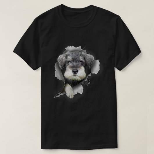 ミニシュナウザーTシャツ、ミニシュナウザーシャツ、S Tシャツ (デザイン正面)