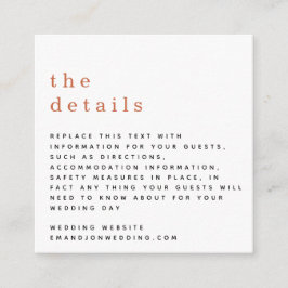 ミニシンプルタイポグラフィテラコッタ結婚ズ詳細 エンクロージャーカード