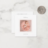 ミニシンプルフォトフォトベビーガール誕生のお知らせ ノートカード (正面/裏面インサイチュ)