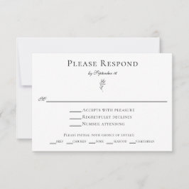 ミニシンプルマクラシックリストエレガントリーフRSVPミール 出欠カード