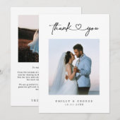 ミニシンプルマリストのシックハート結婚の写真 サンキューカード (正面/裏面)