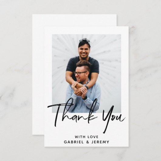 ミニシンプルマリストのスカスタムクリプト写真結婚ズ サンキューカード (正面/裏面)