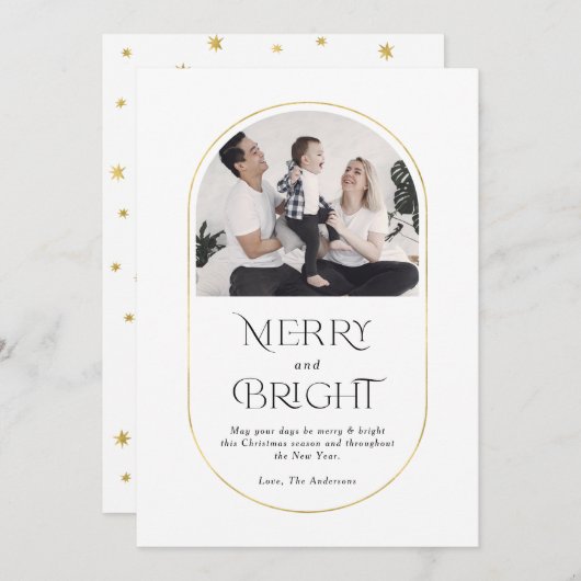 ミニシンプルマリストアモダンーチクリスマスファミリー シーズンカード (正面/裏面)