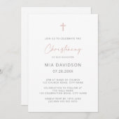 ミニシンプルマリストグレーバラ金ゴールド《キリスト教》洗礼式や命名式  招待状 (正面/裏面)