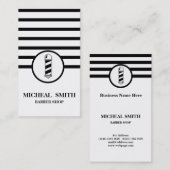 ミニシンプルマリストシストライプのックバーバーショップ 名刺 (正面/裏面)