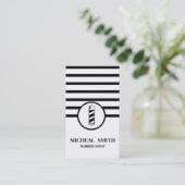 ミニシンプルマリストシストライプのックバーバーショップ 名刺 (スタンド正面)