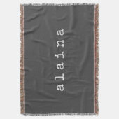 ミニシンプルマリストネームデザインインブラックカスタム スローブランケット (正面縦)