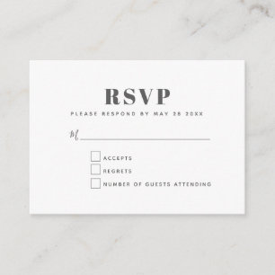 ミニシンプルマリストブラックグレーホワイトベーシックRSVP エンクロージャーカード