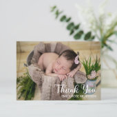 ミニシンプルマリストワンフォトベビーシャワーありがとう サンキューカード (スタンド正面)