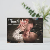 ミニシンプルマリストワンフォトベビーシャワーありがとう サンキューカード (スタンド正面)