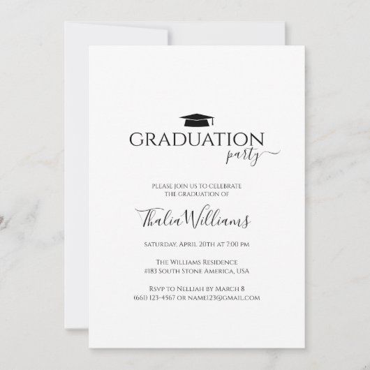 ミニシンプルマリスト写真卒業パーティー 招待状 (正面)