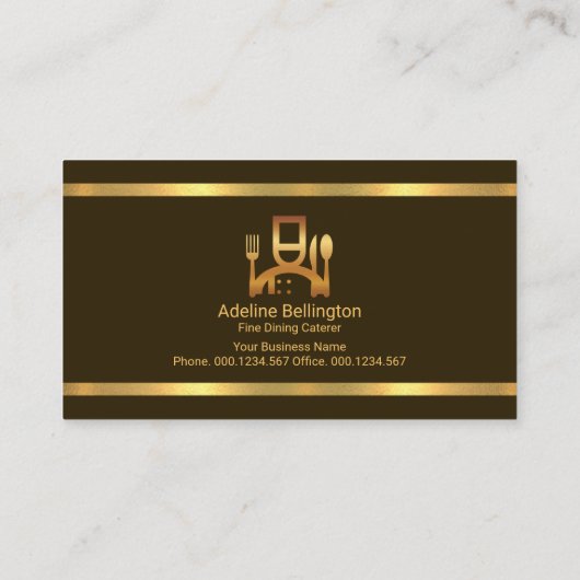 ミニシンプルマリスト打撃金ゴールドラインフードケータリング 名刺 (裏面)